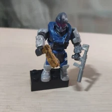 HALO MEGA BLOKS CONSTRUX UNSC BLUE SPARTAN with Gun Weapons