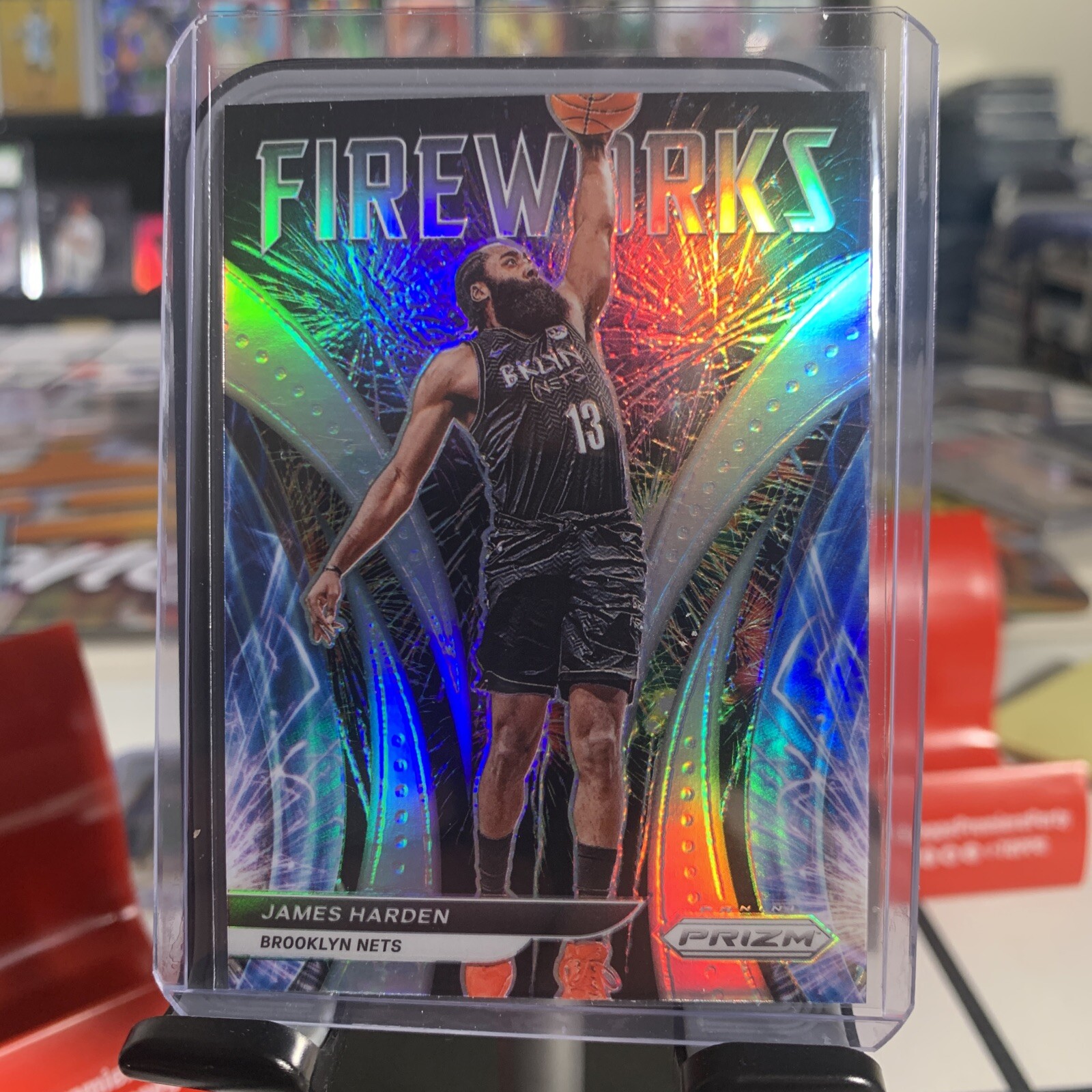 2021-22 Prizm James Harden Fireworks SILVER Prizm #14 - Nets - SP