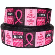 GROSGRAIN RIBBON 5/8", 7/8", 1.5"  3" Breast Cancer Awareness Calm Printed