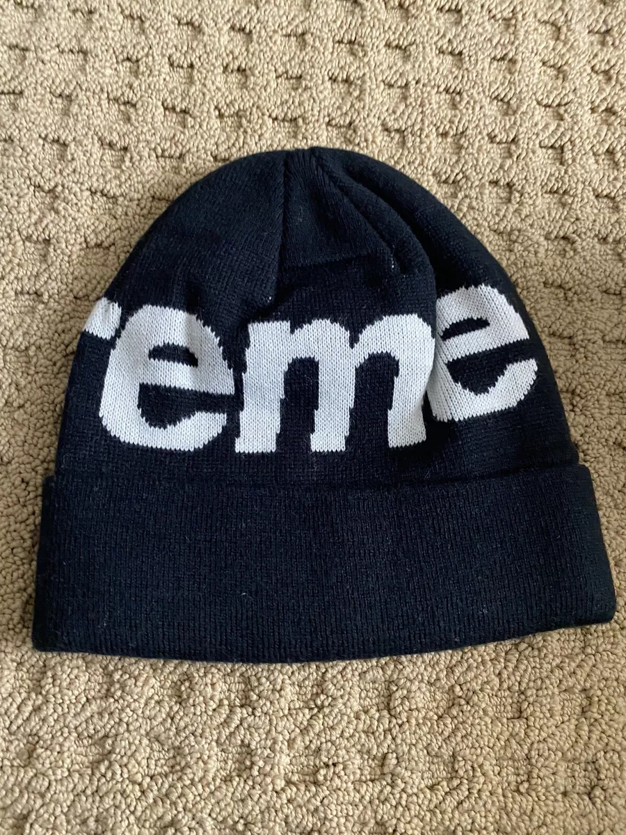 NEW Supreme Big Logo Beanie Black NWOT Ss Fw 13 14 15 Bogo Box Logo