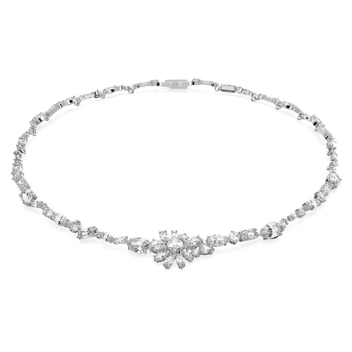 Swarovski Gema Necklace, Flower, White, Rhodium Plated Swarovski Gema Necklace, Flower, White, Rhodium Plated