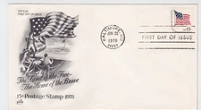 TurtlesTradingPost- American Flag  1978 #1598 FDC- Artcraft Cachet