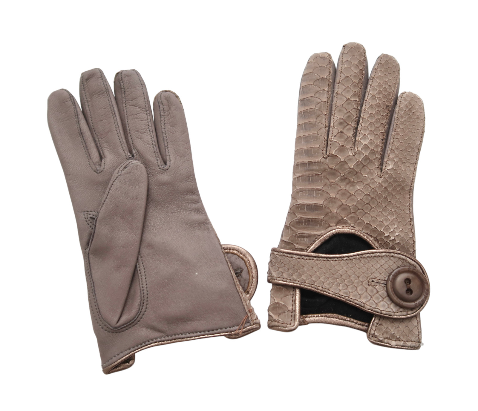 MAISON FABRE Python & lambskin leather gloves sz … - image 3