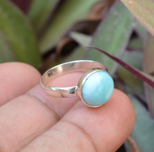 Larimar Gemstone 925 Sterling Silver Mediation Stylish Band Ring All Size SR1268