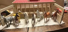 Melissa  Doug Take-Along Show Horse Stable Wooden Barn Stalls  8 Horses  