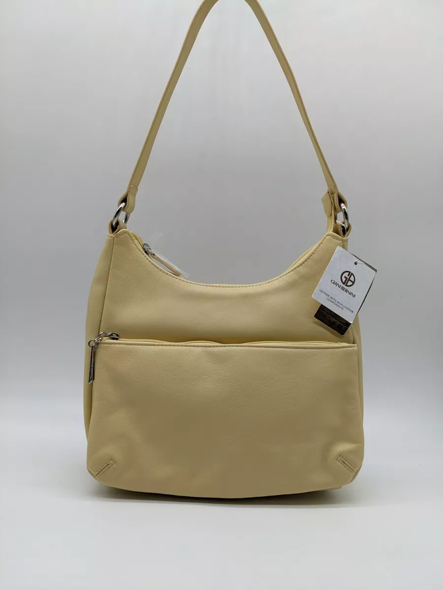 GIANI BERNINI Nappa Classic leather hobo shoulder bag WHEAT/ YELLOW (No  charm)