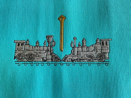 Sonoma Embroidered Placemats Trains Blue Set of 2 Pcs Washable - Picture 3 of 7