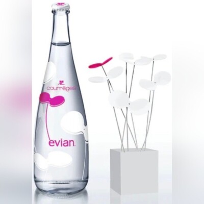  Evian Courreges 2012 Sealed New Designer Collectible Glass Water Bottle France
