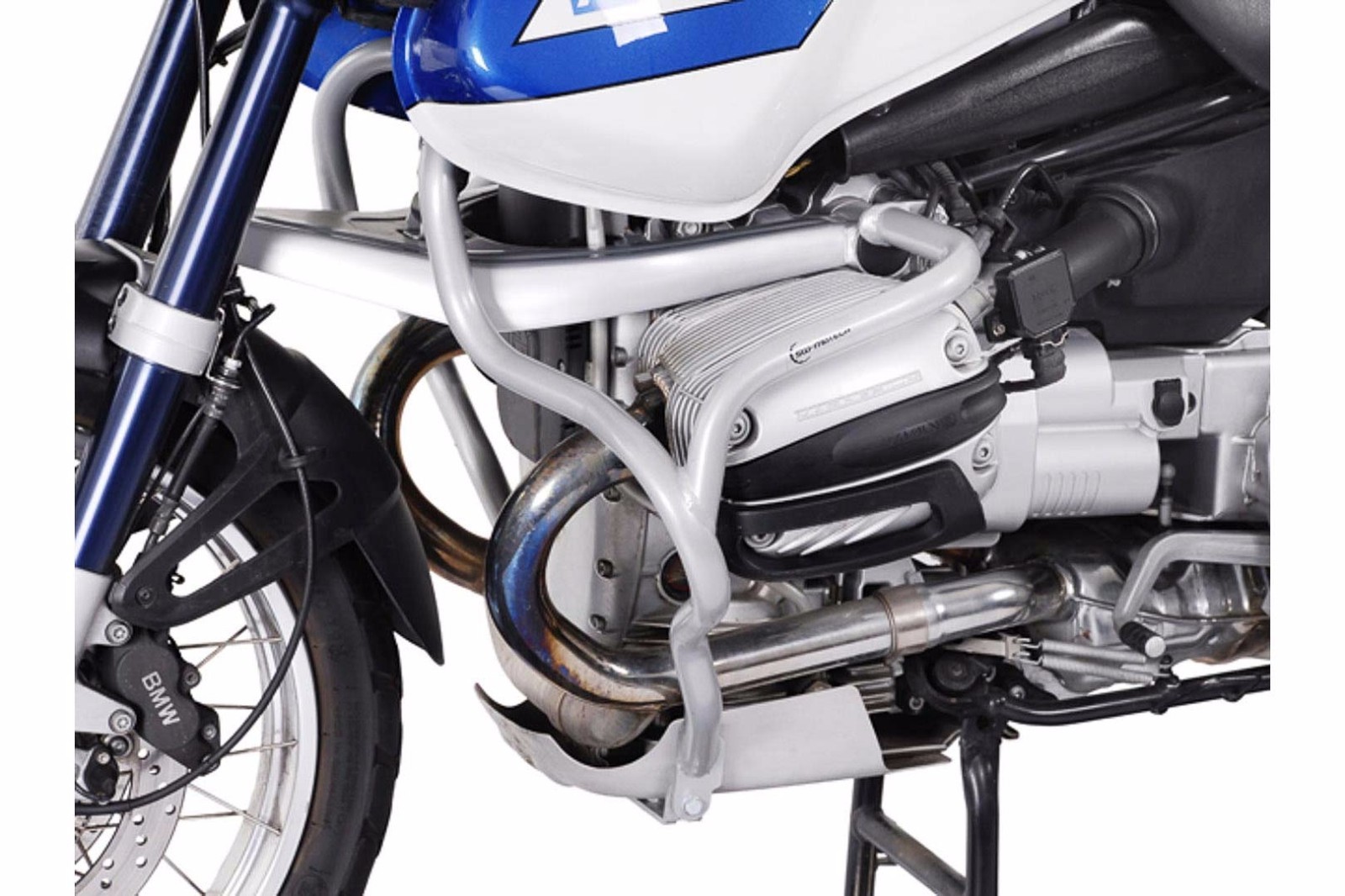 Pare-carter tubulaire gris Sw-Motech pour moto de voyage BMW R1150GS