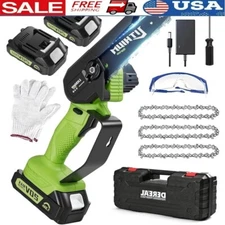 Cordless Mini Chainsaw  Electric 2 Batteries Portable Handheld Easy Use Durable