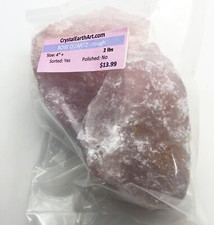 QUARTZ ROSE Natural Crystals, size: 4" rough stones     2 lbs.