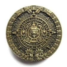 Bronze Aztec Mayan Calendar Metal Fashion Belt Buckle