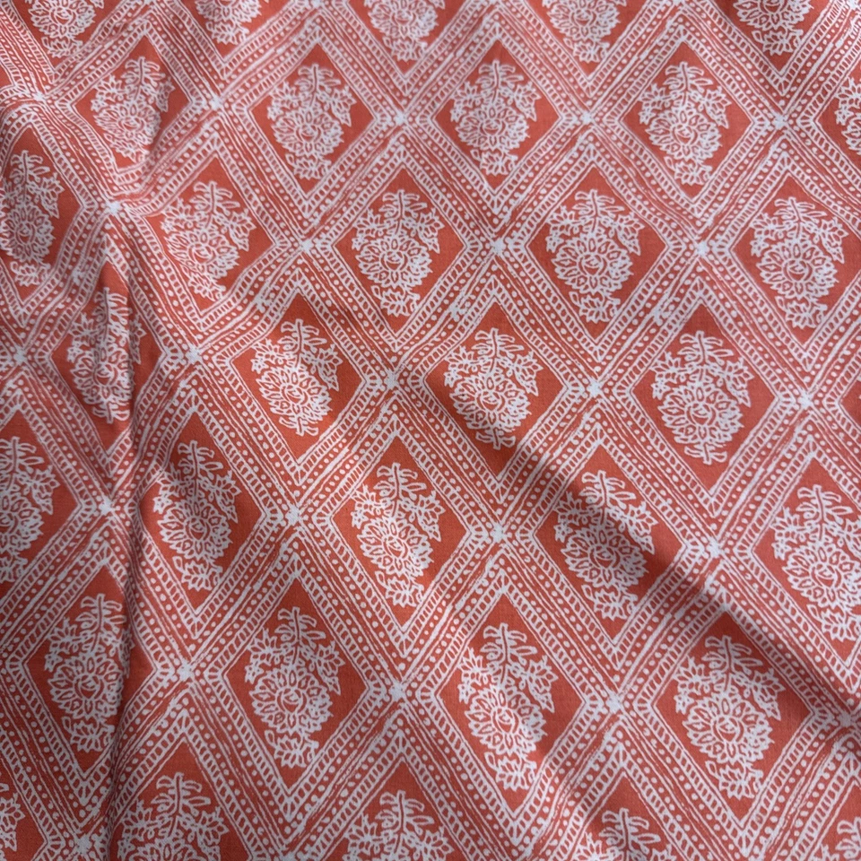 Keepsake Calico Fabric JoAnn Flower Peach & White Geometric Floral 1 yd Cotton - Image 2 of 4