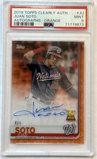 2019 Topps Clearly Authentic Juan Soto Orange RC Cup Auto /5 PSA 9 MINT