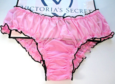 VICTORIA'S SECRET PINK Cheeky Panty S M L XL Pink NWT Flutter Ruffle Mesh VS