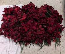 Lot-Dark Red Poinsettia Artificial Christmas Flowers BN 100 Pieces Retail 199
