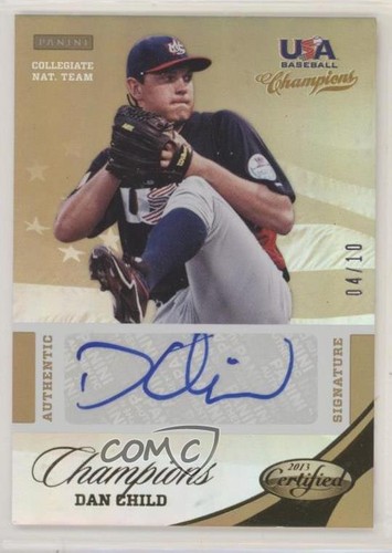 2013 Panini USA Baseball Champions Mirror Gold 4/10 Dan Child #3 Auto fm0 - Afbeelding 1 van 3