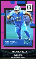 Josh Paschal 2022 Donruss Optic Pink Holo Rated Rookie RC Detroit Lions #267