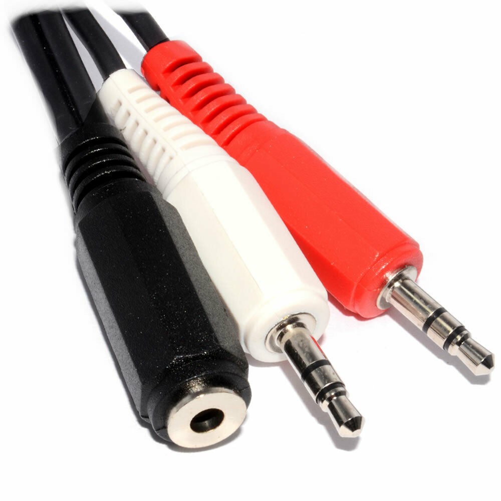 Jack Socket To 2 x 3.5mm Plugs Cable 1 Speaker to 2 PC