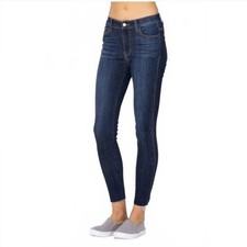 NWT Judy Blue Mid Rise Classic Skinny Jeans Raw Edge 13/31
