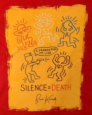 Black Kennedy Large Mens T-shirt - Keith Haring Style 100% Cotton - Image 1 of 4