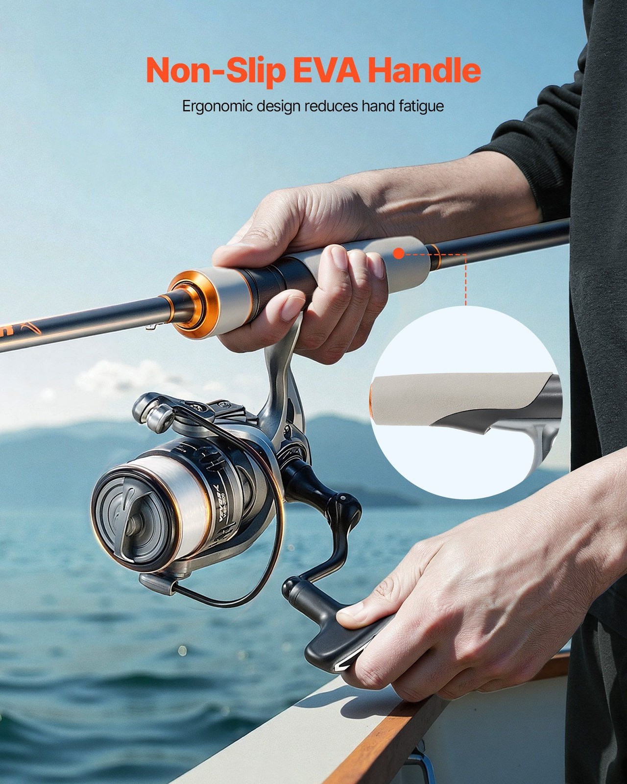 Rod and Fishing Reel Combo, IM6 Fiberglass & Carbon Fiber Spinning Rod and Reel 