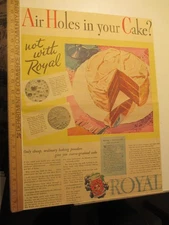 newspaper ad 1931 ROYAL baking powder cake baking recipe "air holes?" AW full