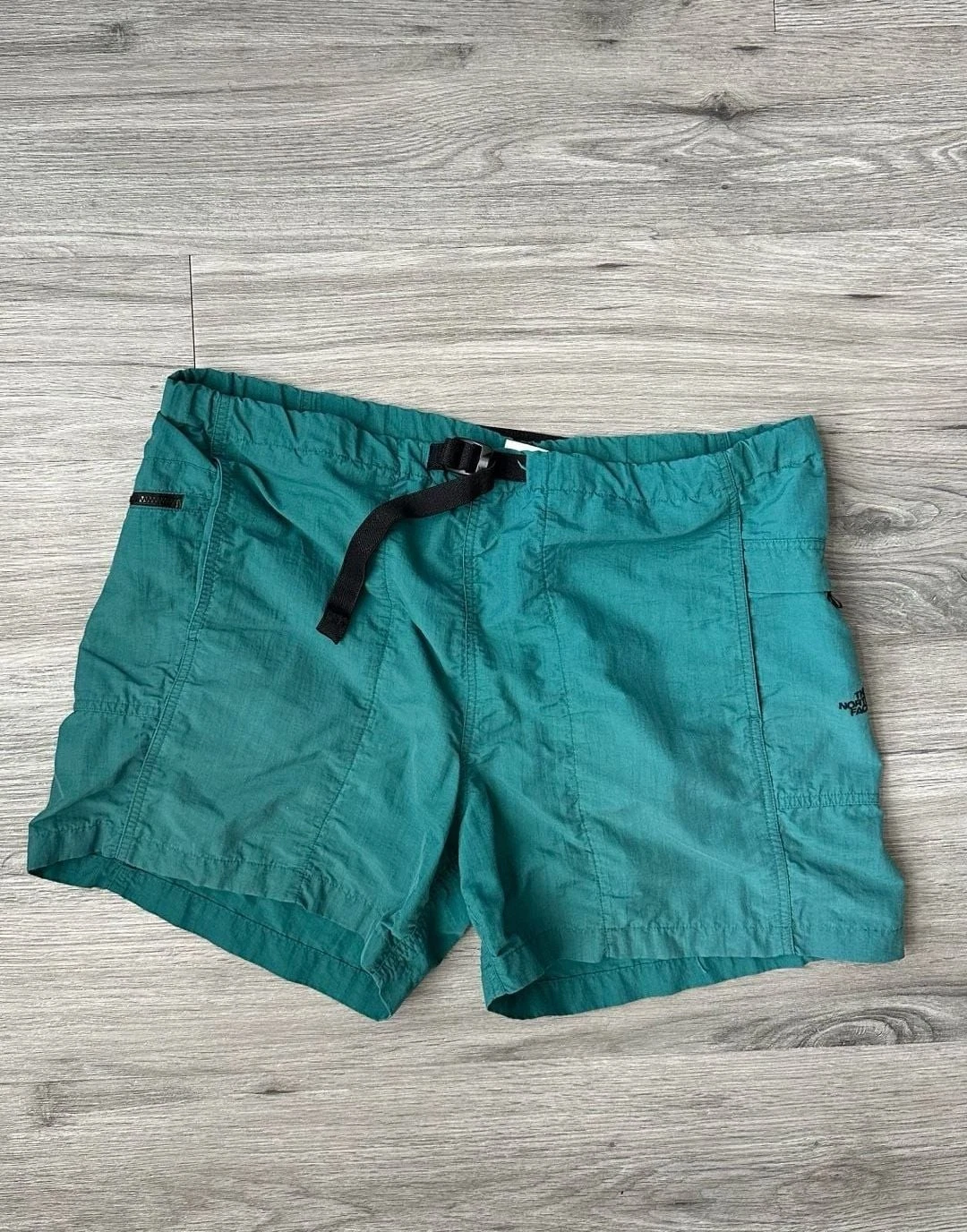 The North Face Vintage Belted Nylon Hiking Shorts Teal Green