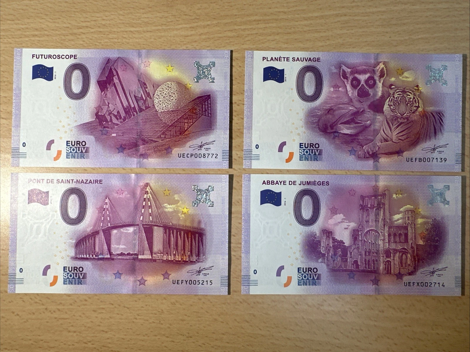 Lot 4 Billets  Zéro 0 € Euro Touristique / Souvenir 2016-1