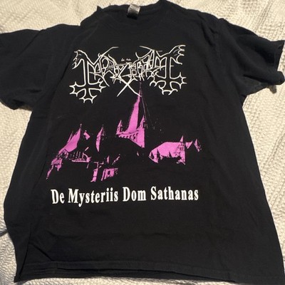 Gildan Mayhem De Mysteriis Dom Sathanas Black Graphic T-Shirt Double-Sided L