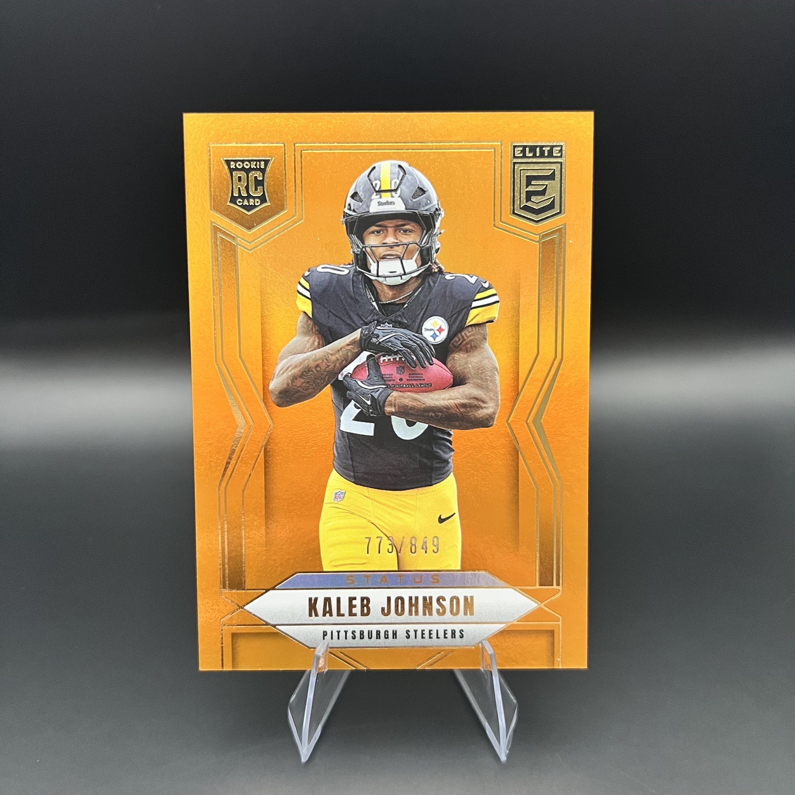 2025 Panini Donruss Elite - Kaleb Johnson #127 Status Metallic Orange /849 (RC)