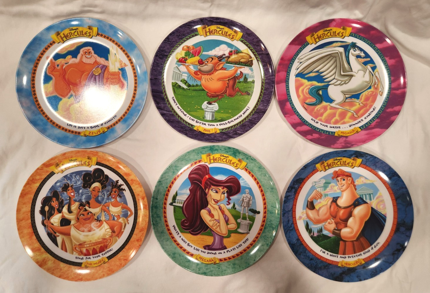 Disney Hercules Movie Collectors Plates Complete Set Vintage Rare 1997 McDonalds