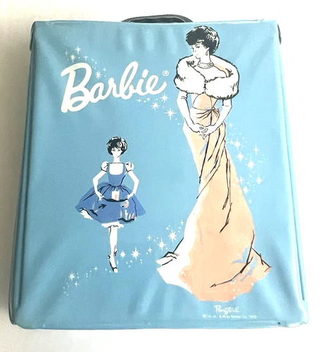 Vintage 1962 Mattel Barbie Blue Vinyl Doll Carrying Case ~ EXC