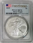 2019 American Silver Eagle, PCGS MS-70, First Strike Label