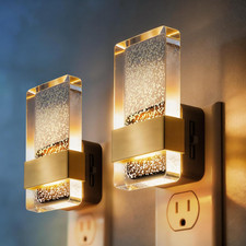 LED Night Lights Plug into Wall 2 Pack , 0-100LM Dimmable Nightlight, Bubble De