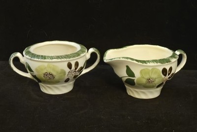 Blue Ridge Southern Pottery GREEN BRIAR Open Sugar Bowl & Creamer Set