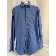 Michael Kors Men s Slim Fit Stretch Dress Shirt Blue Long Sleeve 15 32/33