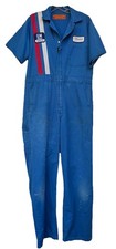 VTG Men  s SS Blue Coveralls GM "Maurice" Name Patch Tag Distressed- 40R/ Med