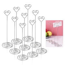  UEETEK 12pcs Heart Pattern Table Number Holders Name Holders Photo Stand Note