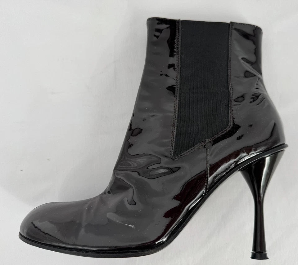 $1,450 Dolce & Gabbana Marrón Charol Tacón Botines Talla 38 Talla 7.5 EE. UU. Foto 3 de 4