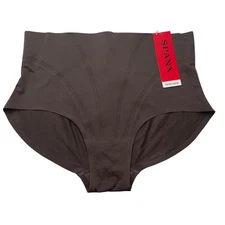 Spanx Retro Brief High Waist Shaping Panty Small Brown Ruched Back Smooth FS0115