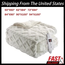 Heated Throw Blanket Thick Tufted Sherpa Electric Blanket W/10Heating Level US