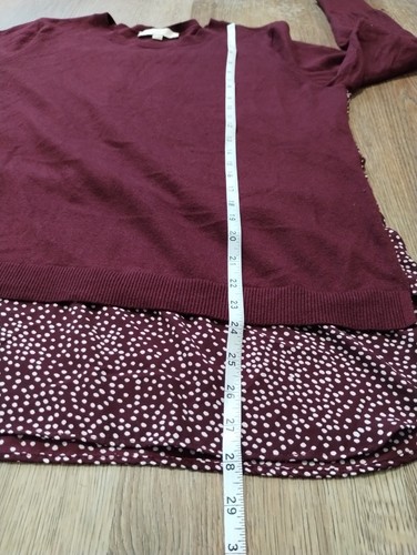 Loft Ann Taylor Gr. XL Lagenlook Burgund Pullover Mixed Media Sweater Top - Bild 8 von 11