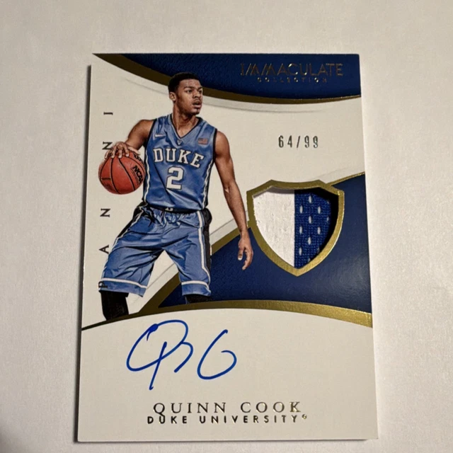 Panini 2015 Immaculate Quinn Cook Autograph Patch Duke Blue Devils /99