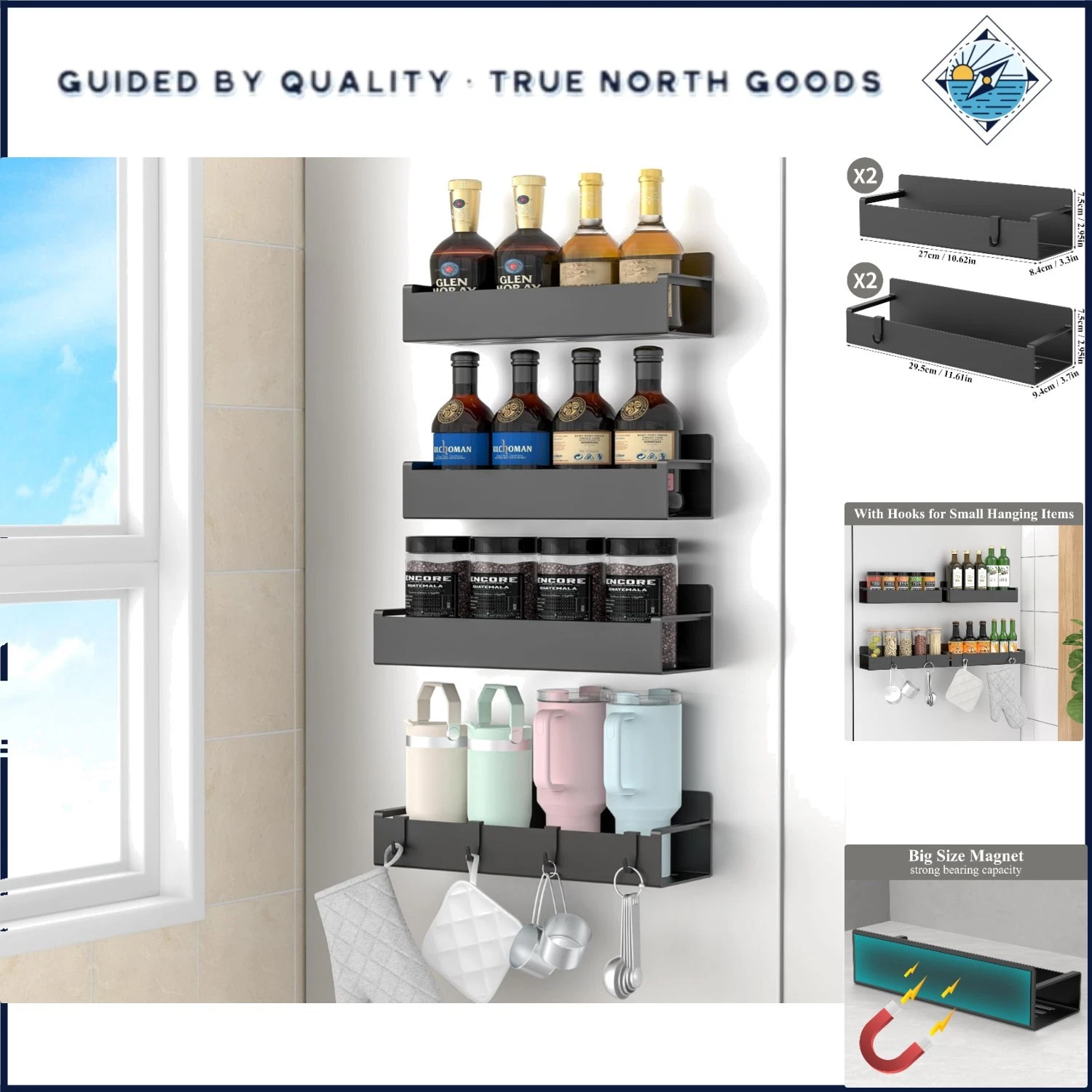 Magnetic Spice Rack for Refrigerator, 4 Pack Magnetic Shelf, Fridge Magnet Organ
Opens in a new wind