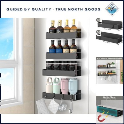 Magnetic Spice Rack for Refrigerator, 4 Pack Magnetic Shelf, Fridge Magnet Organ