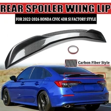 For 2022-2026 Honda Civic 4Dr Si Carbon Fiber Style Rear Trunk Spoiler Wing Lip