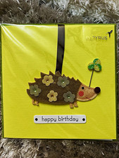 Papyrus Happy Birthday Greeting Card Hedgehog Animal Pattern Green Brown