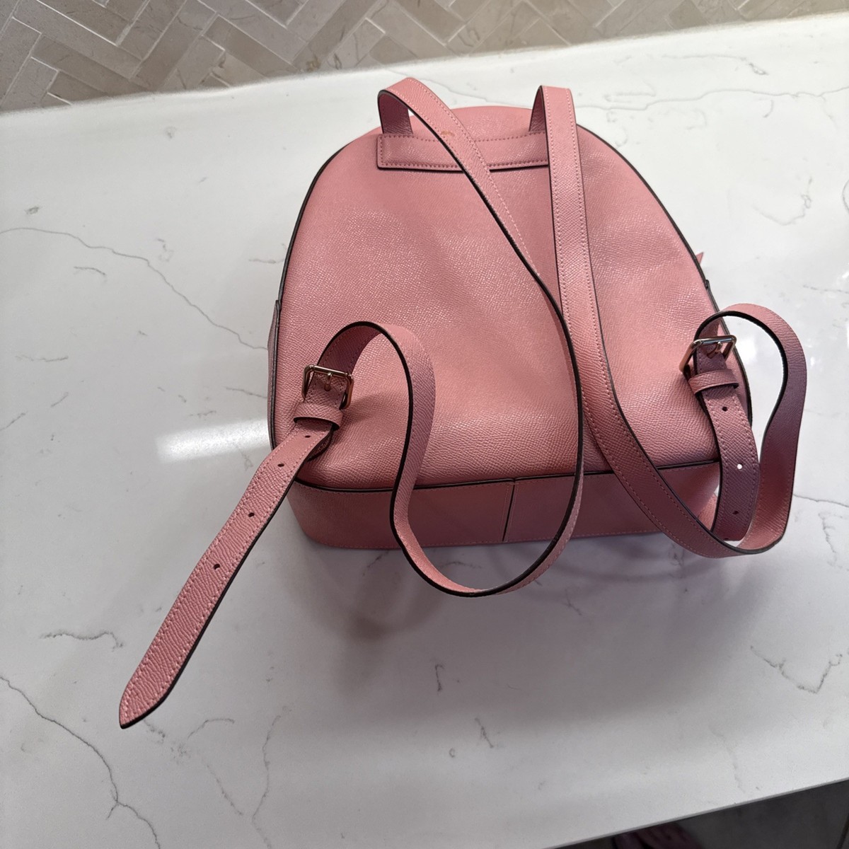 Coach Pebbled Leather Pink Backpack – Style 78624 – Gold Hardware