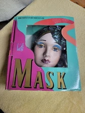 Vintage Clay Art Ceramic Mask Hand Painted Victorian Era Woman With Original Box